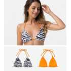 2 Pack Dorina Orange and Black Zebra Triangle Bikini Tops