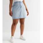 Curves Pale Blue Denim High Waist Mini Skirt