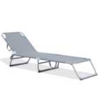 LIVIVO Foldable Reclining Sun Lounger with Adjustable Back & Leg Rests - Lightweight Sun bed, 3 Height Settings - Grey