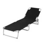 LIVIVO Foldable Reclining Sun Lounger with Adjustable Back & Leg Rests- Lightweight Sun bed, 3 Height Settings - Black
