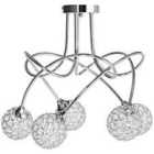 HOMCOM Chandelier Ceiling Light Pendant Light With 5 Globe Lampshades - Silver