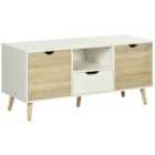 HOMCOM Tv Cabinet Entertainment Centre With Storage Cabinet and Drawer, Natural