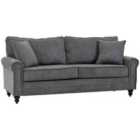 HOMCOM Fabric Sofa 2 Seater Sofa For Living Room Loveseat With Throw Pillow Grey