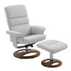 HOMCOM Recliner Chair Ottoman Set 360° Swivel Sofa Wood Base Grey
