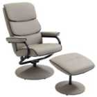 HOMCOM Faux Leather Recliner Chair With Ottoman Swivel Lounge Seat With Footstool