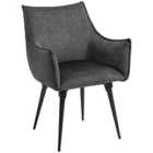 HOMCOM Fabric Armchair With Steel Legs For Living Room and Bedroom Dark Grey