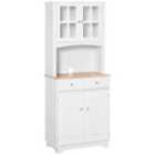 HOMCOM Coastal Kitchen Cupboard Storage Cabinet Unit For Dining Room, White