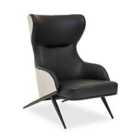 Interiors By PH Black Chair With Stone Leather Effect Back
