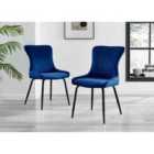 Furniture Box 2x Nora Blue Velvet Black Leg Dining Chairs