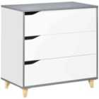 HOMCOM Chest Of Drawers 3 Drawer Unit Storage Organiser For Bedroom - White