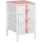 HOMCOM 3 Drawer Chest Of Drawers With Wooden Top For Kid Room Closet Hallway Pink