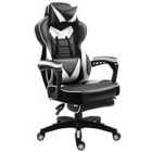 Vinsetto Gaming Chair Ergonomic Reclining Manual Footrest Wheels Stylish White
