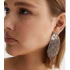 Crystal Diamanté Triangle Gem Drop Earrings