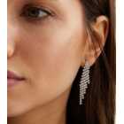 Silver Diamanté Tassel Drop Earrings