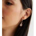 Gold Teardrop Gem Diamanté Charm Hoop Earrings