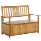 Outsunny 2 Seater Wood Garden Storage Bench Outdoor Storage Box Natural