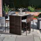 Teamson Home 5 Pc Outdoor Wicker Dining Set with Acacia Top and Cushions Brown