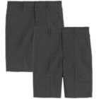 M&S Boys Slim Leg School Shorts, 2 Pack, 4-14 Years, Grey