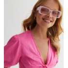 Noisy May Pink Rectangle Frame Sunglasses
