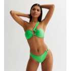 Green One Shoulder Ring Bandeau Bikini Top