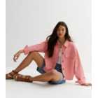 Mid Pink Double Pocket Crop Shacket