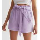 JDY Lilac Linen Blend Tie Waist Shorts