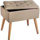 Ranya Bench Upholstered Linen Look With Storage Space - Sand Brown