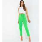QUIZ Petite Green High Waist Tailored Trousers