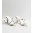 Public Desire White Diamanté Strappy Stiletto Heel Sandals