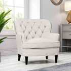 Living and Home Linen Single Sofa Wide Armchair With Wooden Legs