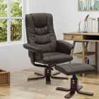 Living and Home Pu Leather Swivel Recliner With Footstool - Brown