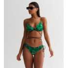 ONLY Green Tropical String Triangle Bikini Top