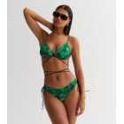 ONLY Green Tropical Tie Side Brazilian Bikini Bottoms