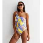 Noisy May Pink Floral One Shoulder Swimsuit