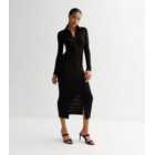 Cutie London Black Ruched Bodycon Midi Dress
