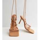 Public Desire Camel Tie Strappy Stiletto Heel Sandals