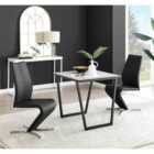 Furniture Box Carson White Marble Effect Square Dining Table and 2 Black Willow Chairs