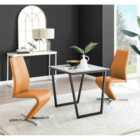 Furniture Box Carson White Marble Effect Square Dining Table and 2 Mustard Willow Chairs