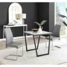 Furniture Box Carson White Marble Effect Square Dining Table and 2 Grey Lorenzo Chairs