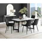 Furniture Box Carson White Marble Effect Dining Table and 6 Black Pesaro Black Leg Chairs