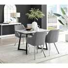 Furniture Box Carson White Marble Effect Dining Table and 4 Blue Falun Black Leg Chairs