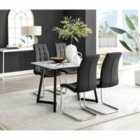 Furniture Box Carson White Marble Effect Dining Table and 4 Black Murano Chairs