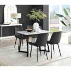 Furniture Box Carson White Marble Effect Dining Table and 4 Black Pesaro Black Leg Chairs