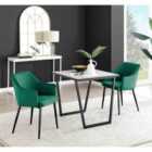 Furniture Box Carson White Marble Effect Square Dining Table and 2 Green Calla Black Leg Chairs