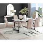 Furniture Box Carson White Marble Effect Dining Table and 6 Cappuccino Lorenzo Chairs
