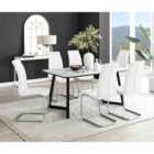 Furniture Box Carson White Marble Effect Dining Table and 6 White Murano Chairs