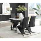 Furniture Box Carson White Marble Effect Dining Table and 4 Black Willow Chairs