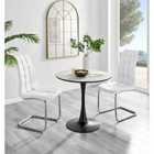Furniture Box Elina White Marble Effect Round Dining Table and 2 White Murano Chairs