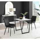 Furniture Box Carson White Marble Effect Square Dining Table and 2 Black Pesaro Black Leg Chairs