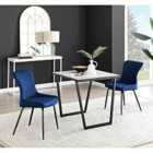 Furniture Box Carson White Marble Effect Square Dining Table and 2 Blue Nora Black Leg Chairs